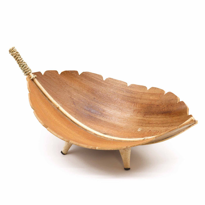 Large Fruit Bowl Coconut Leaf Natural Wood