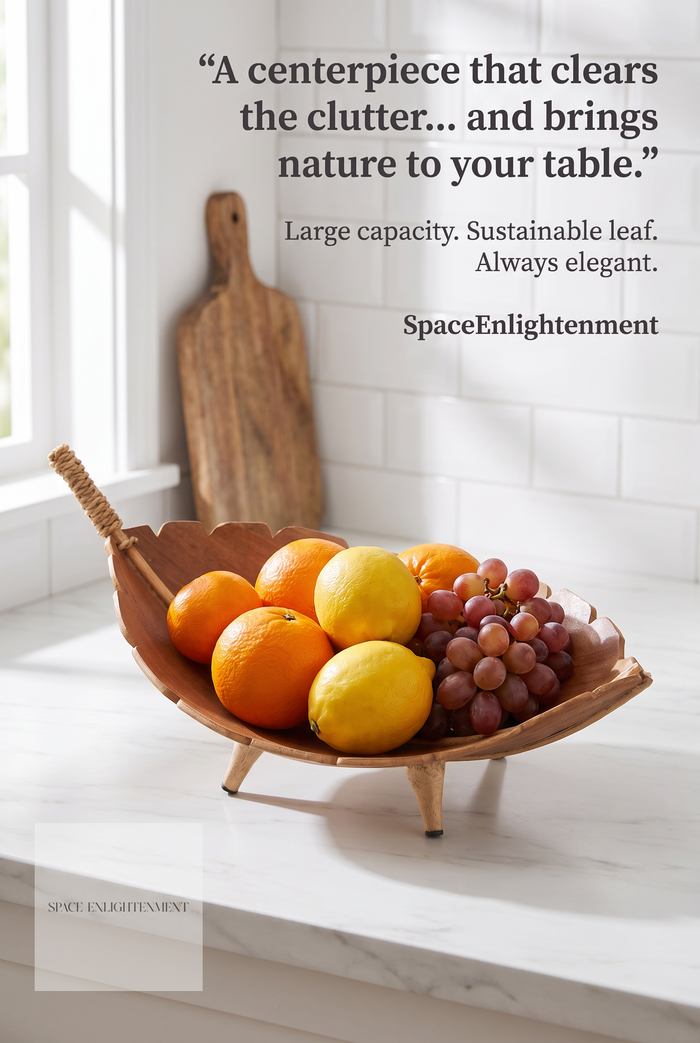 Large Fruit Bowl Coconut Leaf Natural Wood