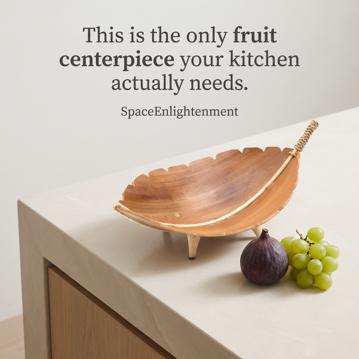 Large Fruit Bowl Coconut Leaf Natural Wood