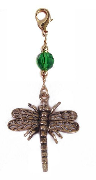 Large Gold Dragonfly Charm - Symbolic Fantasy Hair Accessory front view