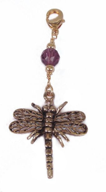 Large Gold Dragonfly Charm - Symbolic Fantasy Hair Accessory front view