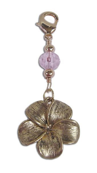 Gold Plumeria Flower Hair Charm – Festival Boho Accessory front view