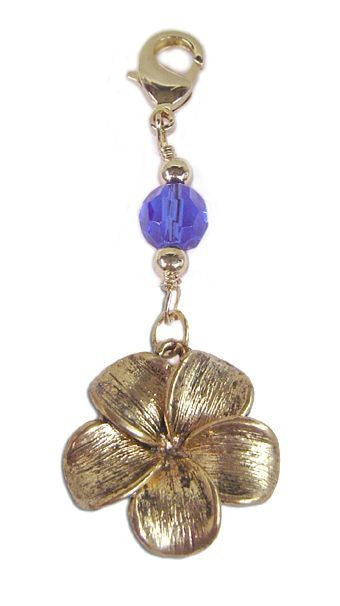 Gold Plumeria Flower Hair Charm – Festival Boho Accessory front view