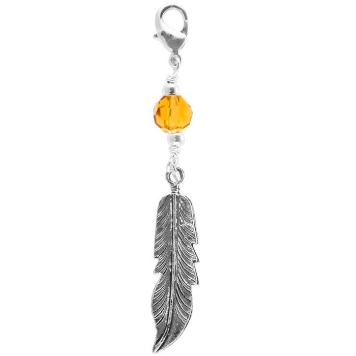 Large Silver Feather Charm – Elegant Hair Accessory front view