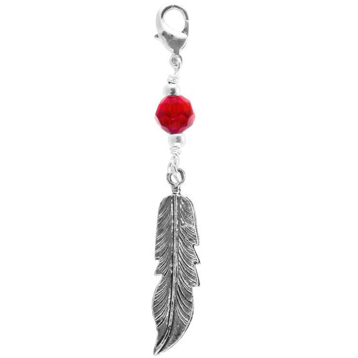 Large Silver Feather Charm – Elegant Hair Accessory front view