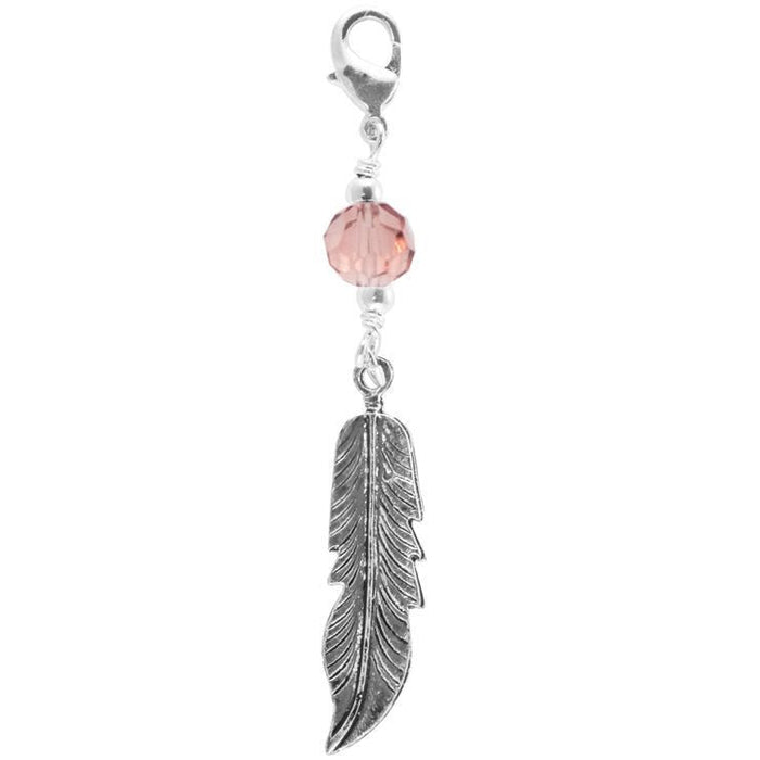 Large Silver Feather Charm – Elegant Hair Accessory front view