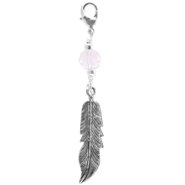 Large Silver Feather Charm – Elegant Hair Accessory front view