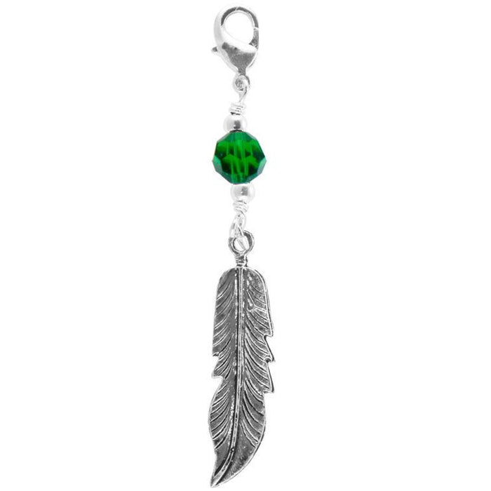Large Silver Feather Charm – Elegant Hair Accessory front view