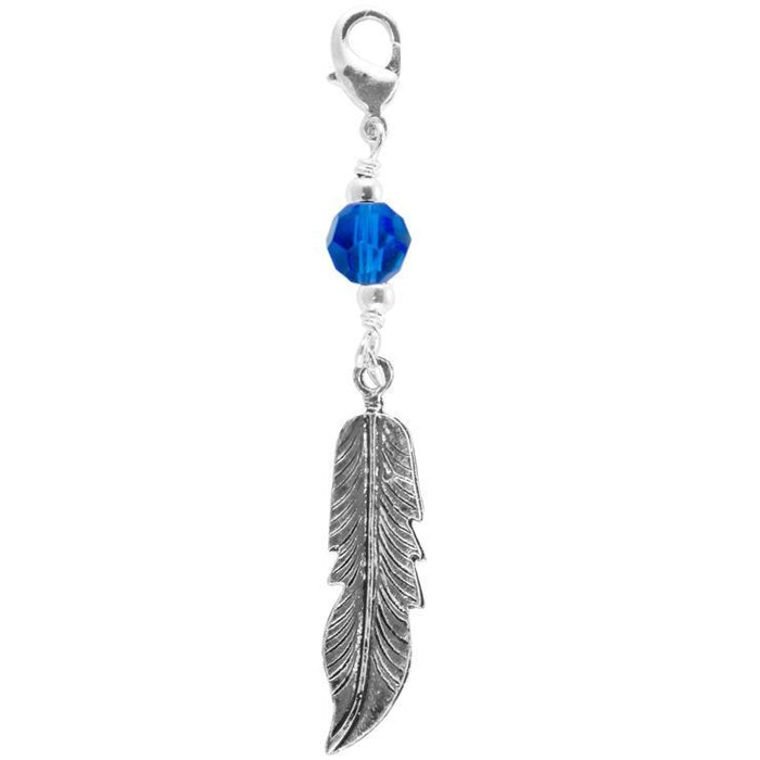 Large Silver Feather Charm – Elegant Hair Accessory front view