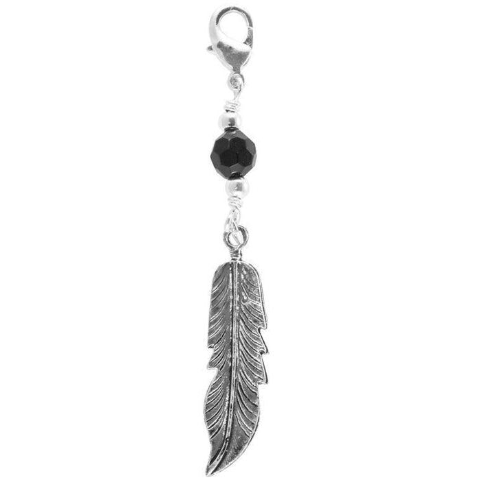Large Silver Feather Charm – Elegant Hair Accessory front view