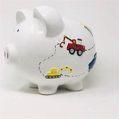 Large White Construction Pig Bank