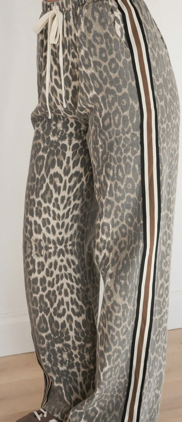 Leopard Racer Denim Pants