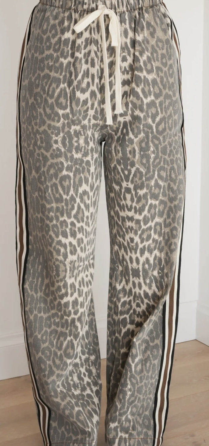 Leopard Racer Denim Pants