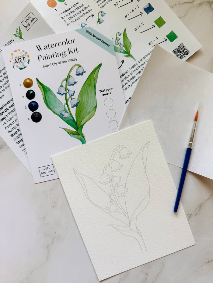 Lily of the Valley Watercolor Kit | May Birth Month Flower