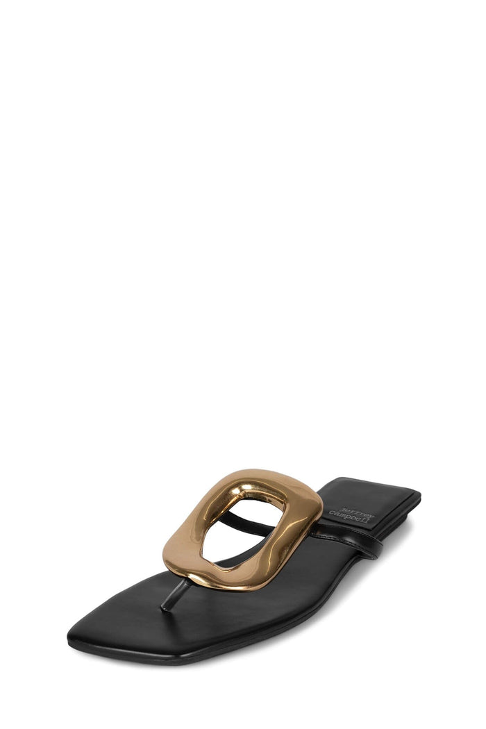 LINQUES-2 Jeffrey Campbell Flat Sandals Black Gold