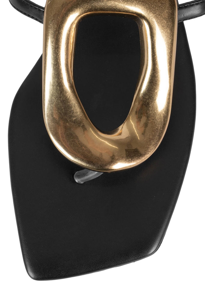 LINQUES-2 Jeffrey Campbell Flat Sandals Black Gold