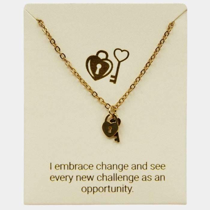 Lock and Key Inspiration Necklace in Gold or Silver