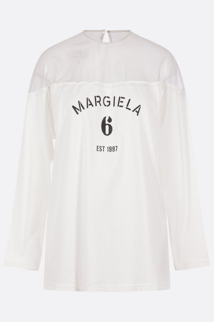 long-sleeve t-shirt in cotton and tulle