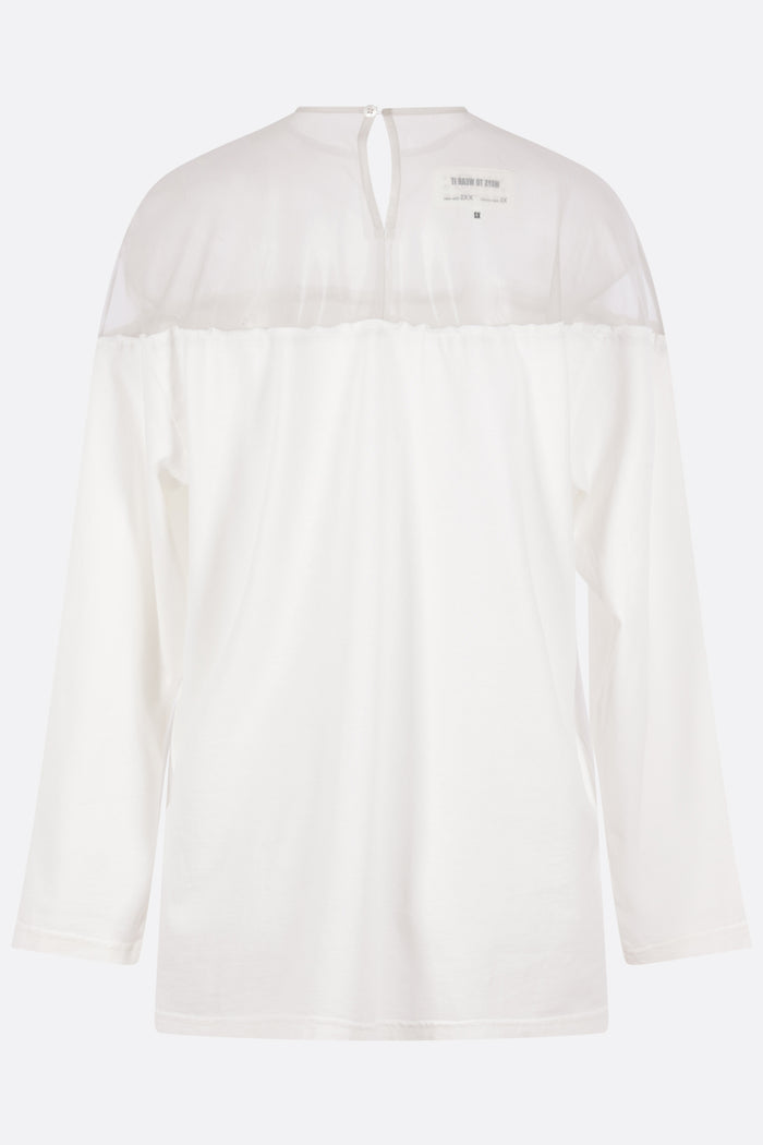long-sleeve t-shirt in cotton and tulle