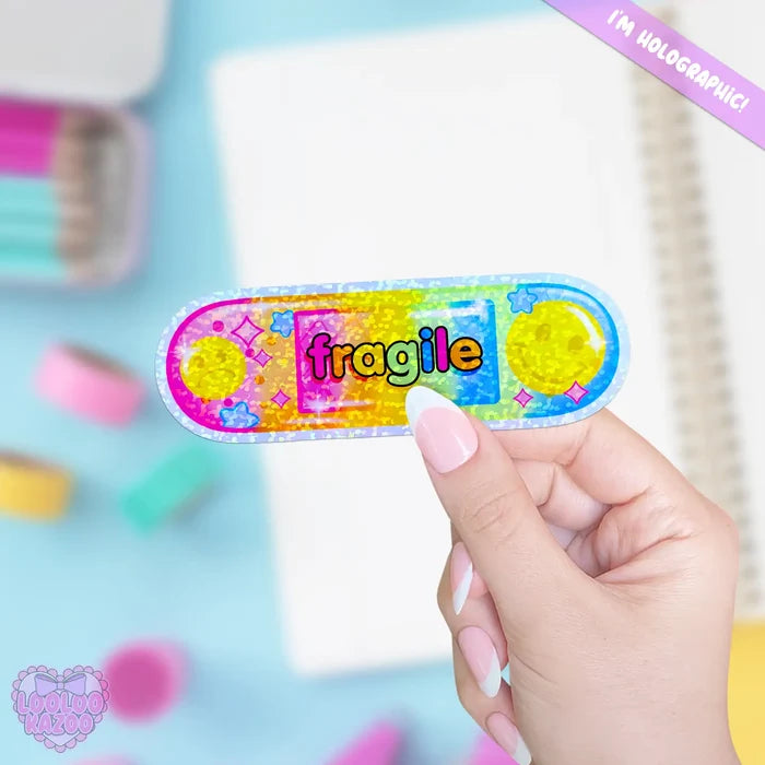 LooLooKazoo 'Fragile' Holographic Vinyl Sticker