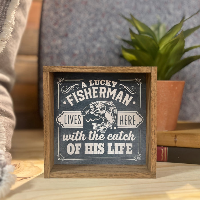 Lucky Fisherman Block Sign