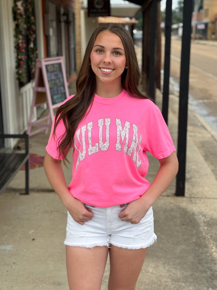 Lulu Mac Camo Tee NEON PINK