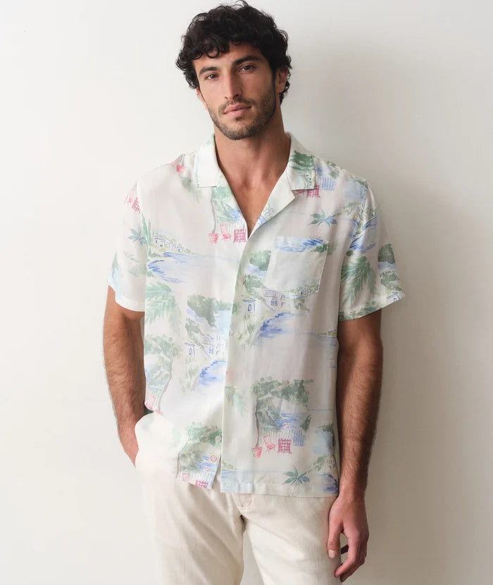 Luzio Resort Shirt Mediterranean Coastline Print