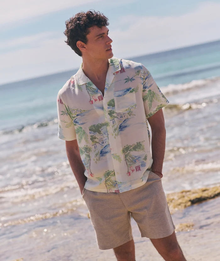 Luzio Resort Shirt Mediterranean Coastline Print