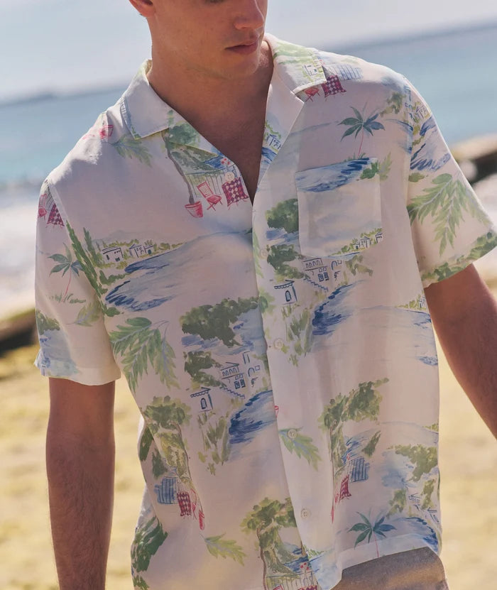 Luzio Resort Shirt Mediterranean Coastline Print
