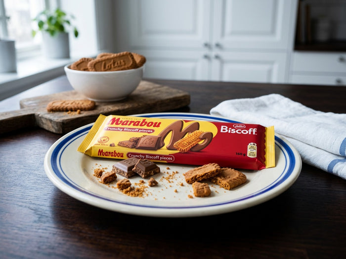 Marabou Chokladkaka Biscoff 4 × 160g (4 × 5.64 oz) – Authentic Swedish Milk Chocolate with Lotus Biscoff Biscuits