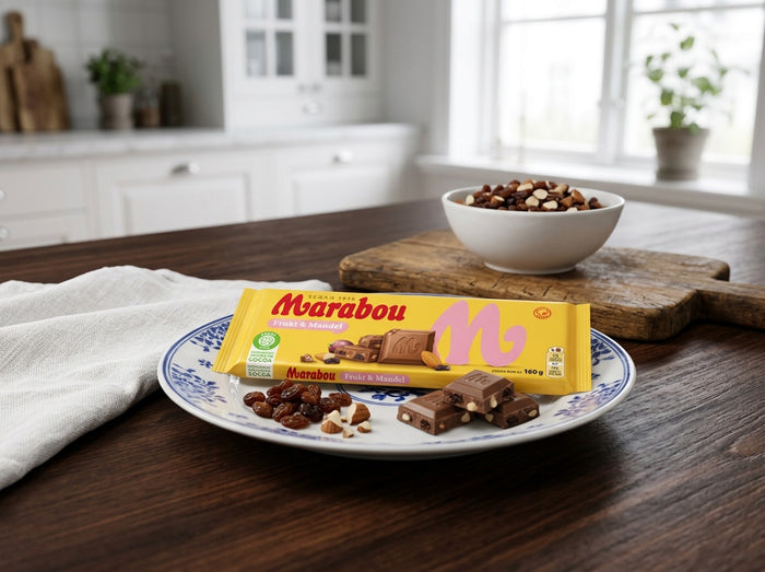 Marabou Chokladkaka Frukt & Mandel 160g (5.64 oz) – Authentic Swedish Milk Chocolate with Raisins & Almonds