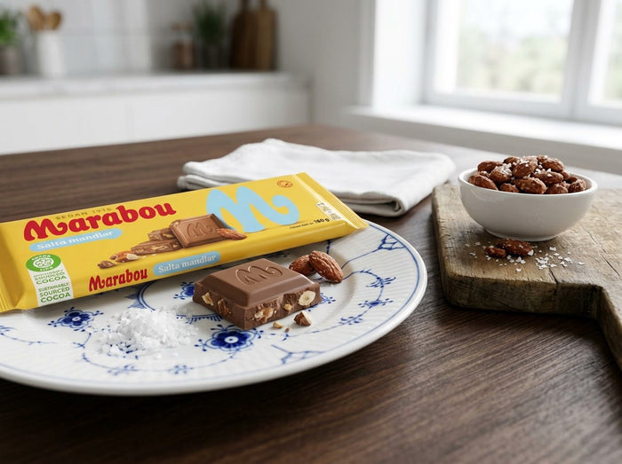 Marabou Chokladkaka Salta Mandlar 4 × 160g (4 × 5.64 oz) – Authentic Swedish Milk Chocolate with Salted Almonds