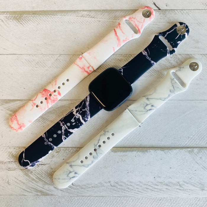 Marble Print Silicone Band For Fitbit Versa 1/2 Multiple Colors Available