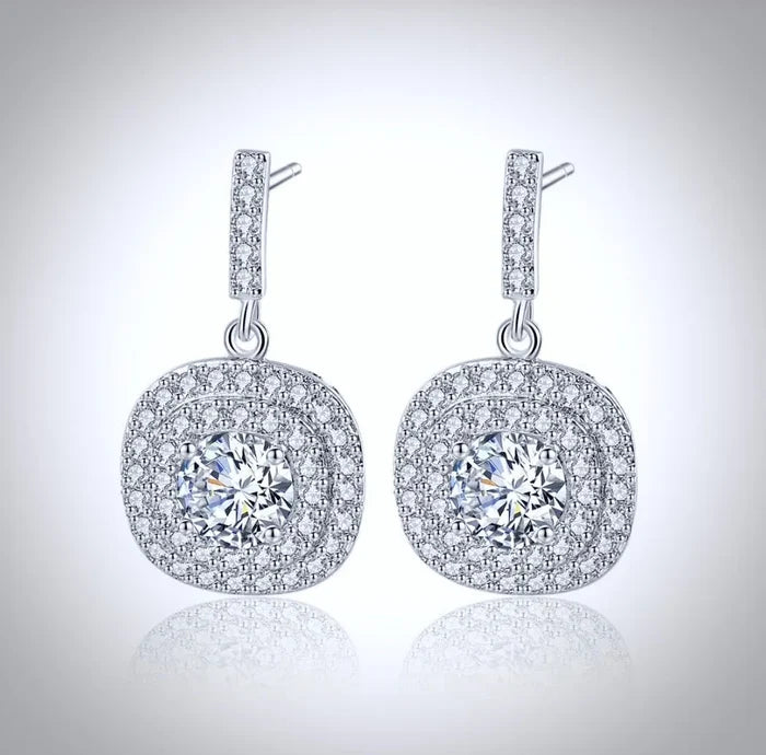 Wedding Jewelry - Silver Cubic Zirconia Bridal Three-Piece Jewelry Set