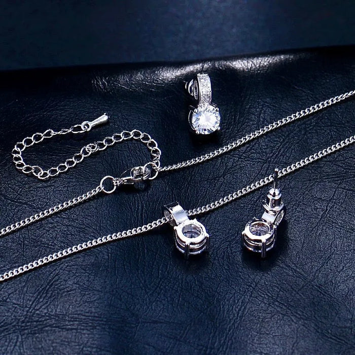 Wedding Jewelry - Silver Cubic Zirconia Bridal Jewelry Set