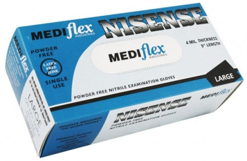 Mediflex Nisense NSPF Disposable Nitrile Gloves Powder Free Large