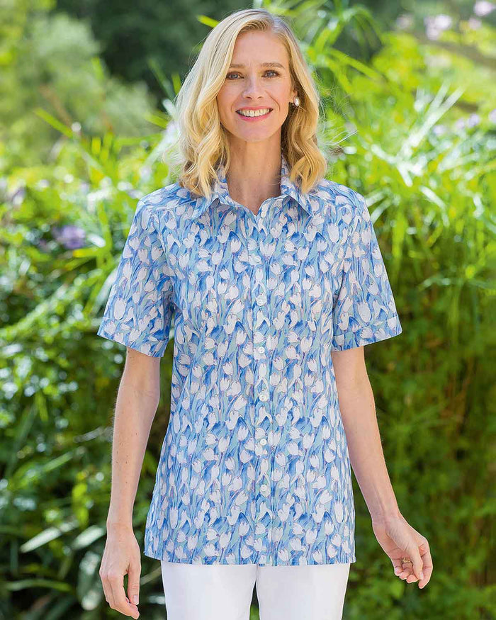 Melanie Floral Pure Cotton Short Sleeve Blouse - Country Collection