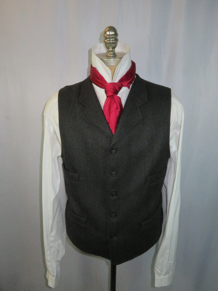 Men's Notch Vest - Charcoal Wide Herringbone f98