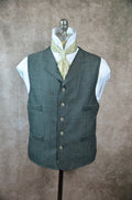 Men's Notch Vest - Dark Green Herringbone