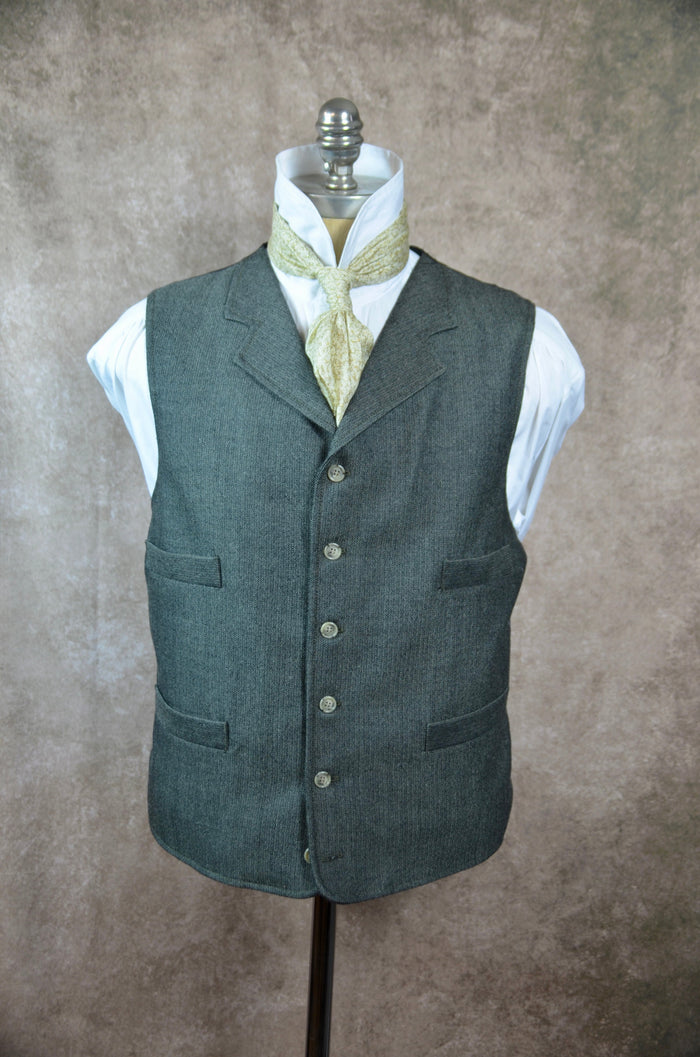 Men's Notch Vest - Dark Green Herringbone