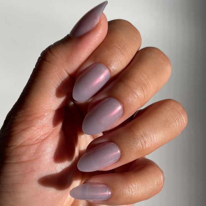 Mermaid Hair | Almond | Medium purple iridescent medium almond press-on nails for an easy at-home manicure