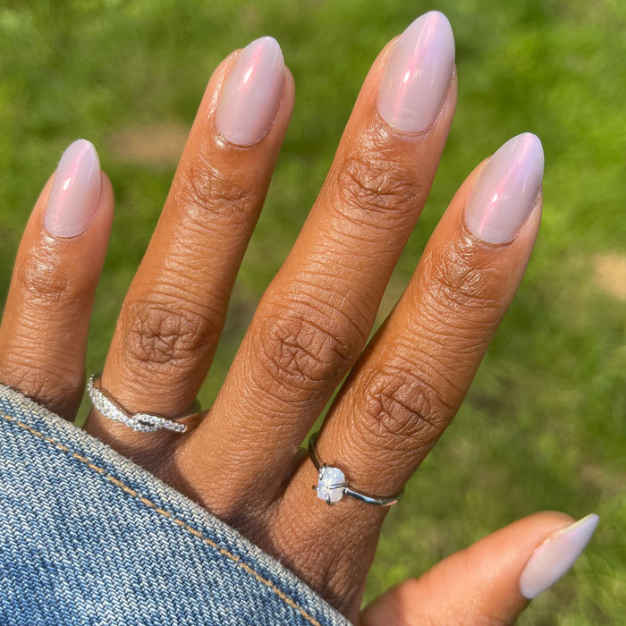 Mermaid Hair | Almond | Medium purple iridescent medium almond press on false nails for an easy at home mani