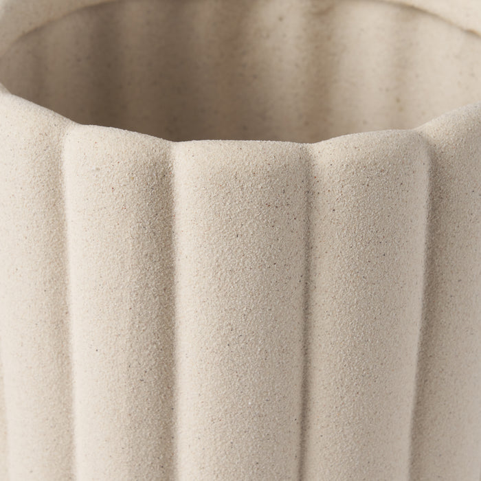 Mira Tall Textured Blush Beige Fluted Ceramic Vase - Magnolia Lane co. Home + Garden + Gift