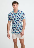 Mirage/Cobalt Abstract Printed Performance Stretch Short Sleeve Shirt W/Placket Detail ST-26025