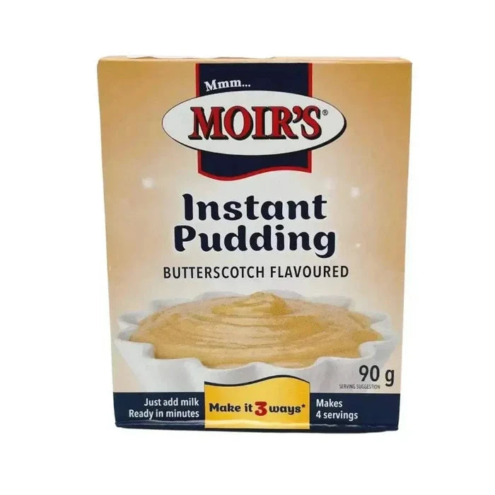 Moir's Instant Pudding Butterscotch 90g pack with chill fresh milk preparation instructions