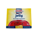 Moir's Jelly Raspberry 80g packet with low sugar and natural ingredients