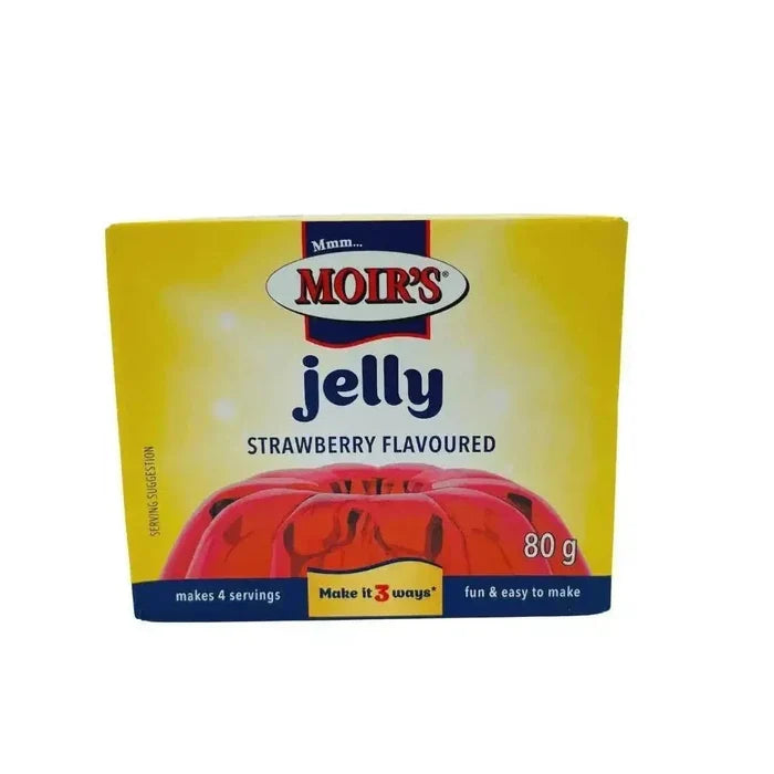 Moir's Jelly Strawberry 80g packet with smooth, sweet strawberry flavored jelly dessert image