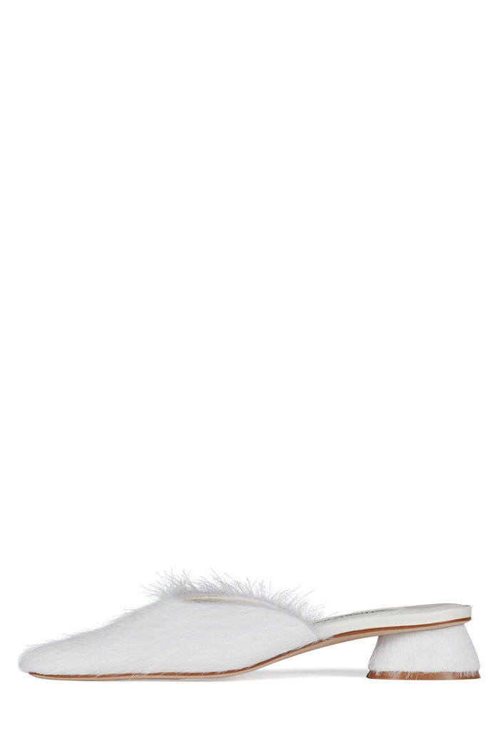 MOLLY-2F Jeffrey Campbell Heeled Mule Ivory Longhair