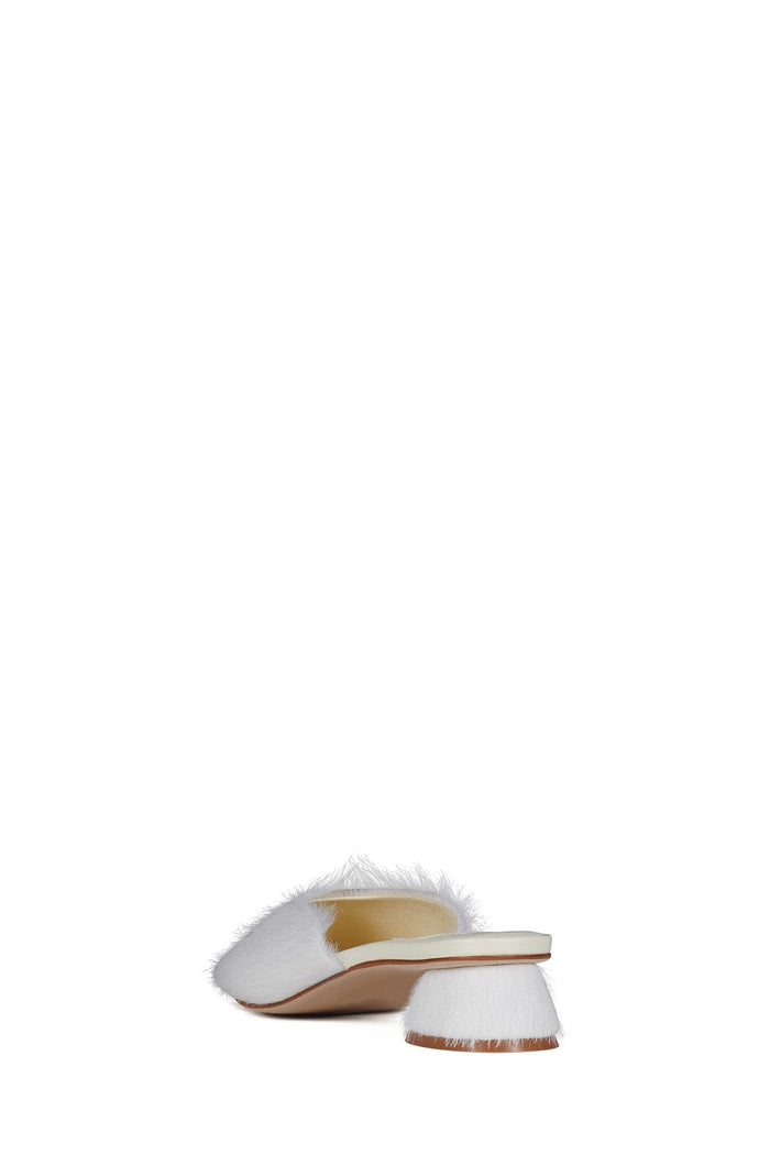 MOLLY-2F Jeffrey Campbell Heeled Mule Ivory Longhair