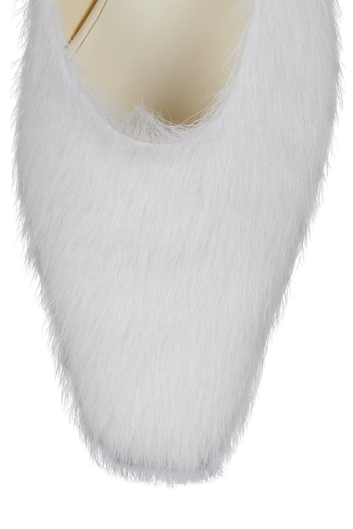MOLLY-2F Jeffrey Campbell Heeled Mule Ivory Longhair